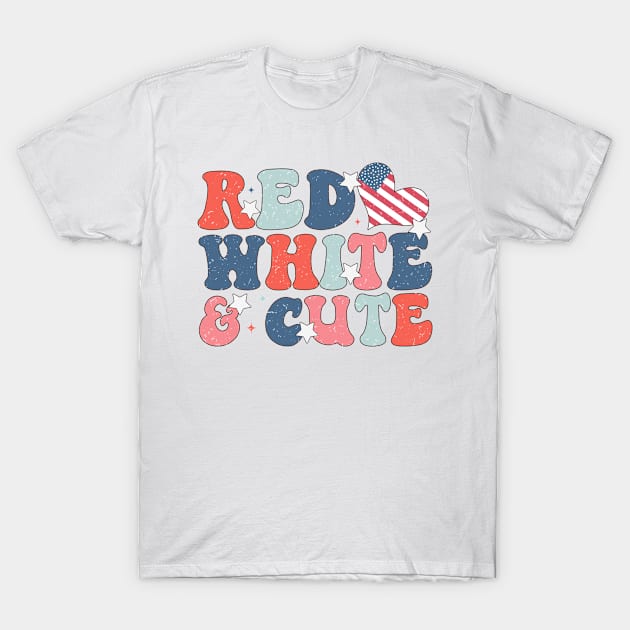 Red White & Cute 4th July Retro Independence Day T-Shirt by GodiesForHomies